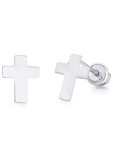terrific teensy white gold polished cross earrings for kids